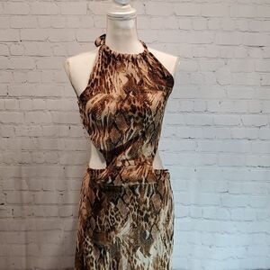 Asos design snake print halter maxi beach dress